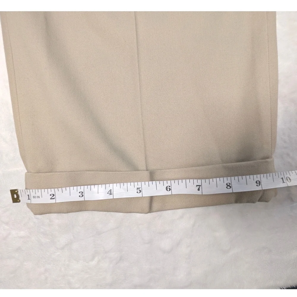 Perry Ellis Portfolio Mens 40x30 Pleated Cuffed Dress Khaki Pants Tan Beige NEW